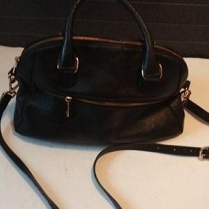 Jane Ellen Black Leather Purse with a long Strap